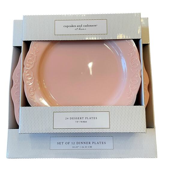 36pc Cupcakes & Cashmere Pink Disposable Dinner and Dessert Plate Set NEW - Picture 9 of 11